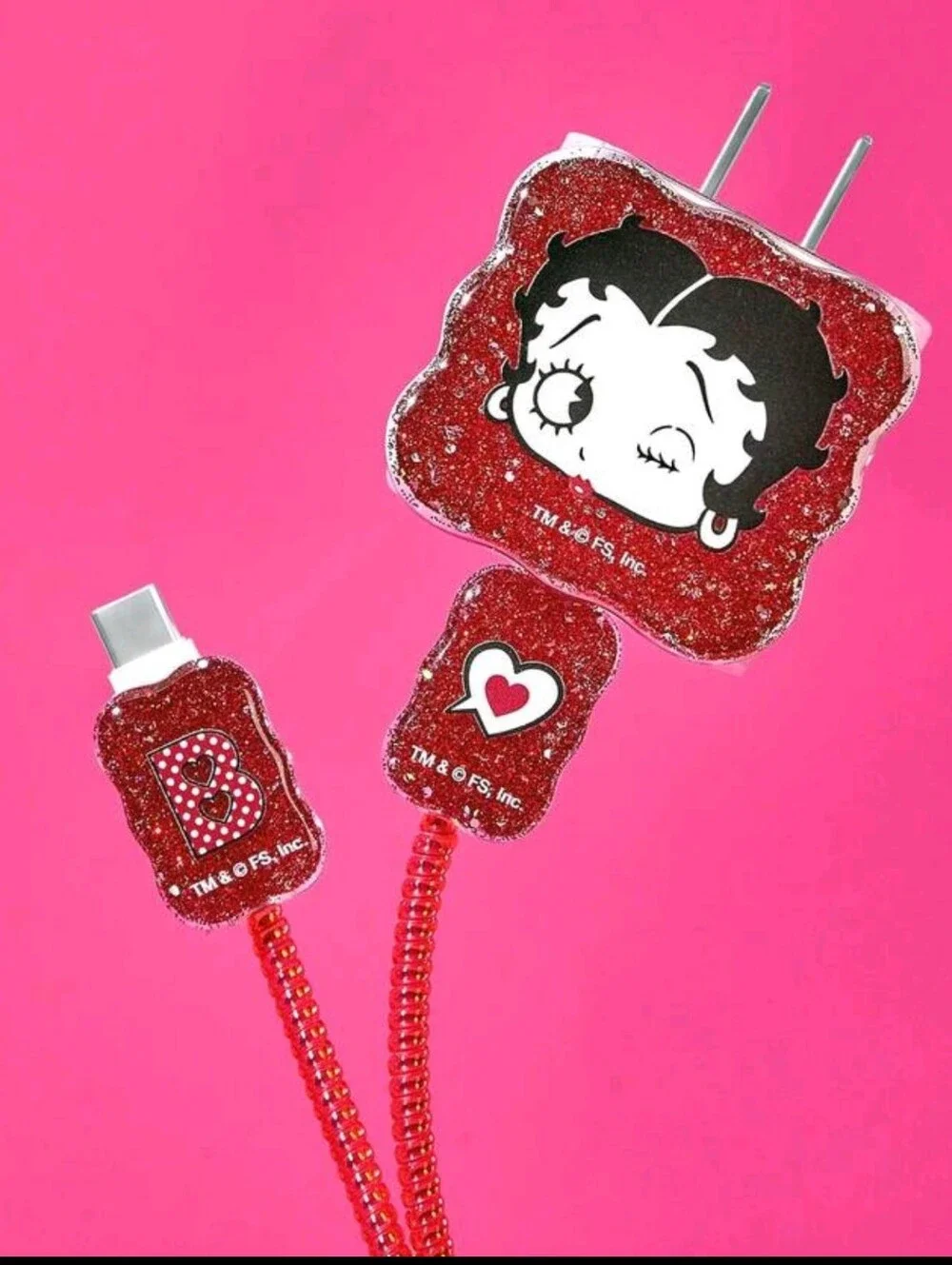 Betty Boop  3 Pcs Data Line Protective Cover, Charger